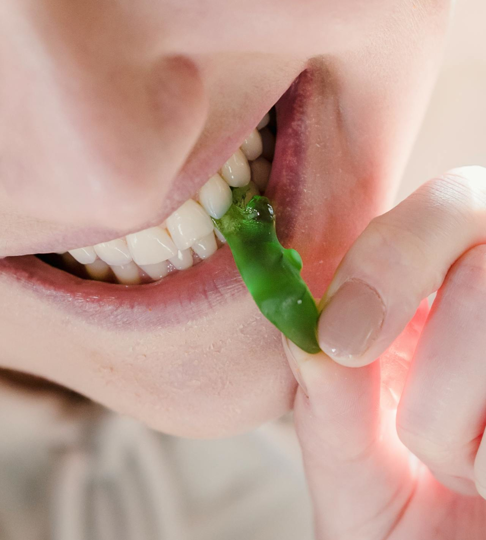 chewing on a green bean